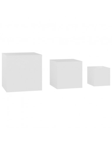 Tavolini di Servizio 3 pz Bianchi in Truciolato