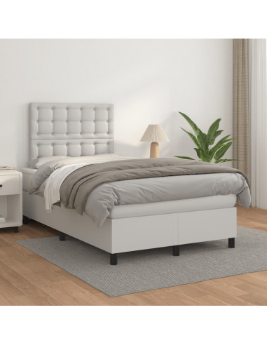 Giroletto a Molle con Materasso Bianco 120x190 cm in Similpelle