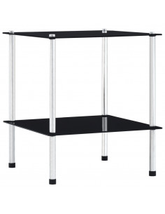 Scaffale a 2 Livelli Nero 40x40x47cm in Vetro Temperato 2