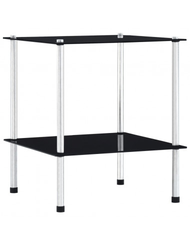 Scaffale a 2 Livelli Nero 40x40x47cm in Vetro Temperato