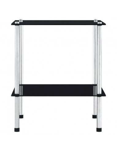 Scaffale a 2 Livelli Nero 40x40x47cm in Vetro Temperato