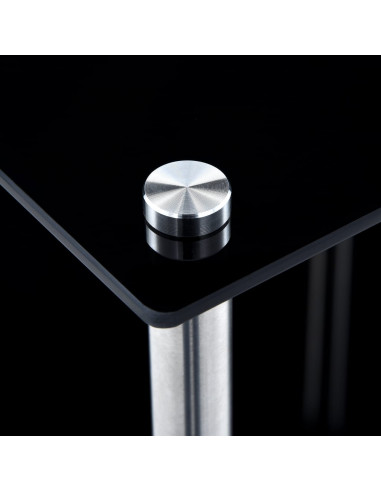 Scaffale a 2 Livelli Nero 40x40x47cm in Vetro Temperato