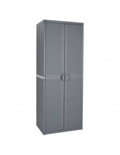 Armadio da Giardino Grigio 65x45x172 cm in Rattan PP 2
