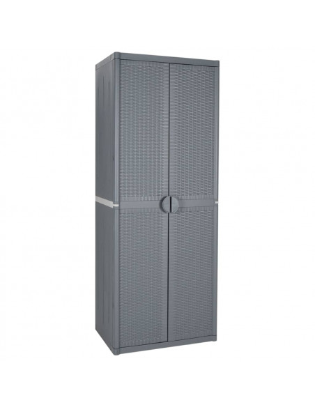 Armadio da Giardino Grigio 65x45x172 cm in Rattan PP