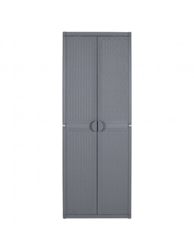 Armadio da Giardino Grigio 65x45x172 cm in Rattan PP