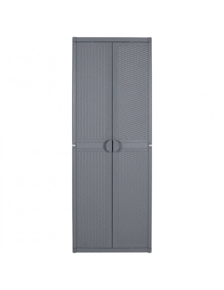 Armadio da Giardino Grigio 65x45x172 cm in Rattan PP