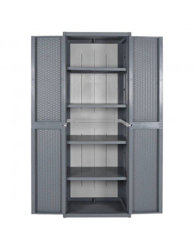 Armadio da Giardino Grigio 65x45x172 cm in Rattan PP