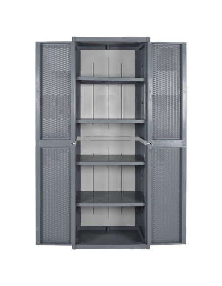 Armadio da Giardino Grigio 65x45x172 cm in Rattan PP