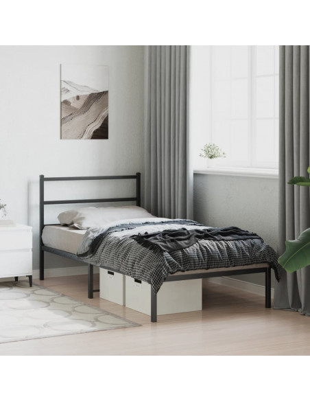 Giroletto con Testiera in Metallo Nero 107x203 cm