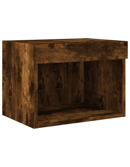 Mobili TV a Muro con LED 7pz Rovere Fumo in Legno Multistrato