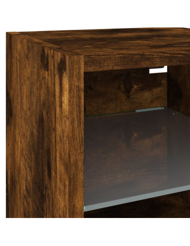 Mobili TV a Muro con LED 7pz Rovere Fumo in Legno Multistrato