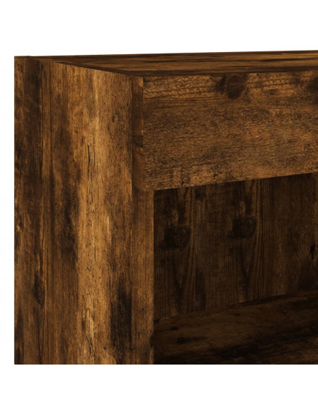 Mobili TV a Muro con LED 7pz Rovere Fumo in Legno Multistrato