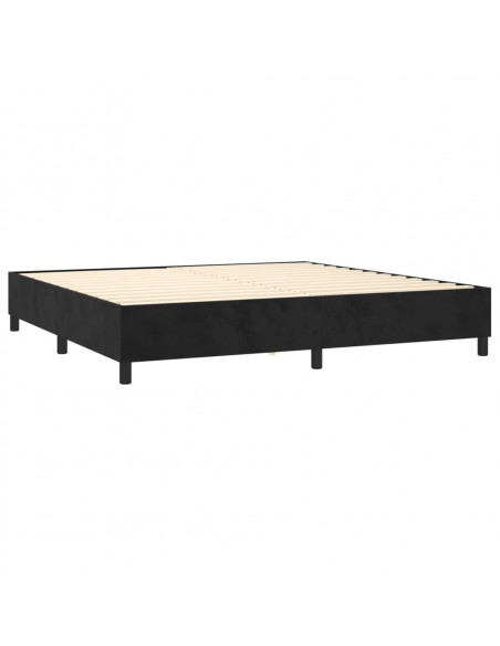 Letto a Molle con Materasso e LED Nero 200x200 cm in Velluto
