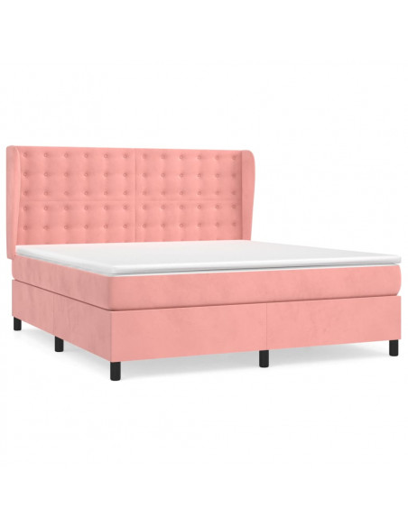 Giroletto a Molle con Materasso Rosa 180x200 cm in Velluto