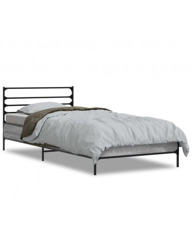 Giroletto Grigio Sonoma 90x200 cm Legno Multistrato e Metallo