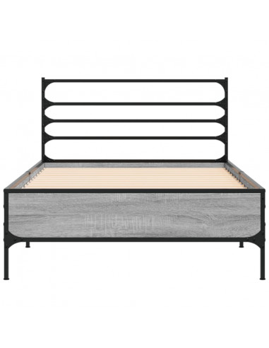 Giroletto Grigio Sonoma 90x200 cm Legno Multistrato e Metallo