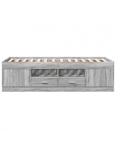 Divano Letto con Cassetti Grigio Sonoma 90x190 cm Multistrato