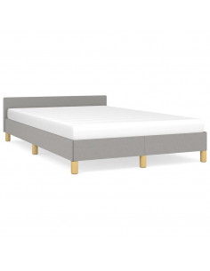 Giroletto con Testiera Grigio Chiaro 120x190 cm in Tessuto 2