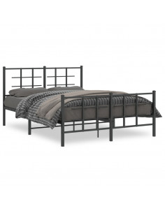 Giroletto con Testiera e Pediera Metallo Nero 140x190 cm 2