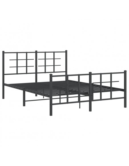 Giroletto con Testiera e Pediera Metallo Nero 140x190 cm