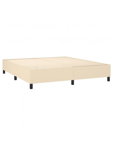 Letto a Molle con Materasso e LED Crema 160x200 cm in Tessuto