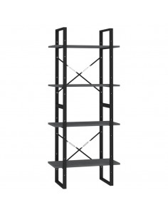 Libreria a 4 Ripiani Grigia 60x30x140 cm in Massello di Pino 2