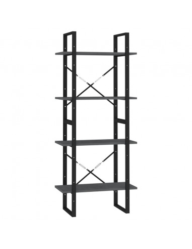 Libreria a 4 Ripiani Grigia 60x30x140 cm in Massello di Pino