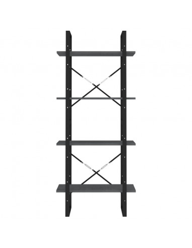 Libreria a 4 Ripiani Grigia 60x30x140 cm in Massello di Pino