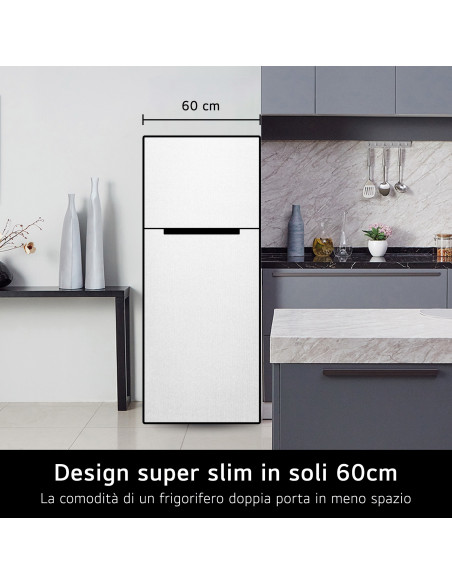 LG GTBV38PZGKD Frigorifero doppia porta 60cm, Classe E, 335L, Door & Linear Cooling, Inox