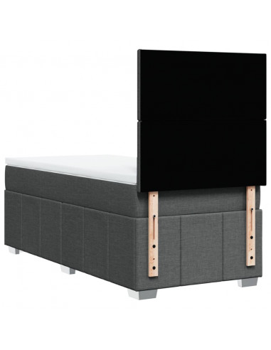 Giroletto a Molle con Materasso Grigio Scuro 90x200 cm Tessuto