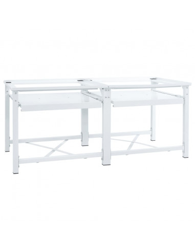 Piedistallo per Lavatrice Doppia con Ripiani Estraibili Bianco