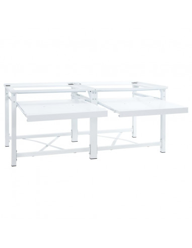 Piedistallo per Lavatrice Doppia con Ripiani Estraibili Bianco