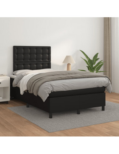 Giroletto a Molle con Materasso Nero 120x190 cm in Similpelle