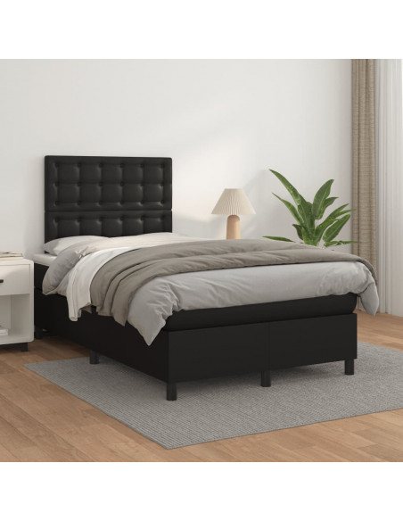 Giroletto a Molle con Materasso Nero 120x190 cm in Similpelle