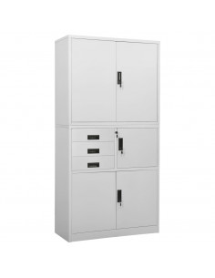 Armadio per Ufficio Grigio Chiaro 90x40x180 cm in Acciaio 2