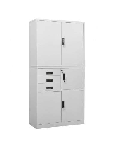 Armadio per Ufficio Grigio Chiaro 90x40x180 cm in Acciaio