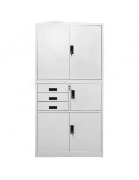 Armadio per Ufficio Grigio Chiaro 90x40x180 cm in Acciaio