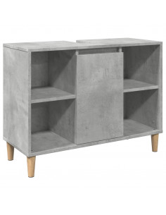 Armadietto da Bagno Grigio Cemento 80x33x60cm Legno Multistrato 2