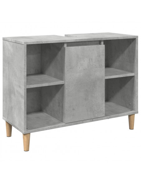 Armadietto da Bagno Grigio Cemento 80x33x60cm Legno Multistrato