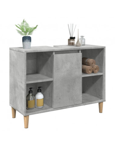 Armadietto da Bagno Grigio Cemento 80x33x60cm Legno Multistrato