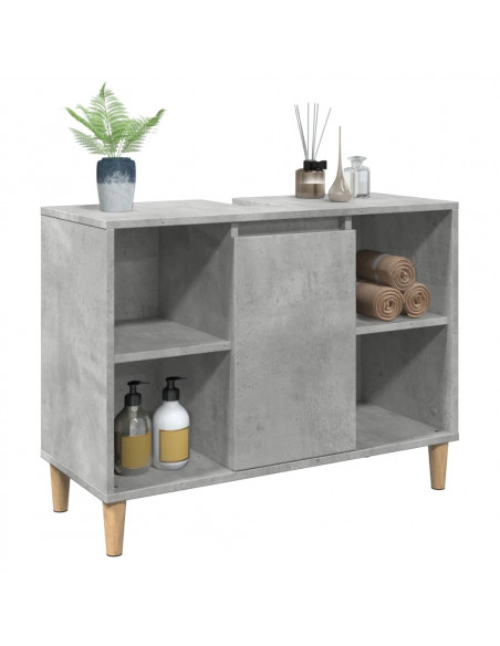 Armadietto da Bagno Grigio Cemento 80x33x60cm Legno Multistrato