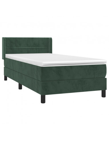 Giroletto a Molle con Materasso Verde Scuro 100x200 cm Velluto