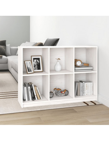 Libreria Bianca 104x33x76 cm in Legno Massello di Pino