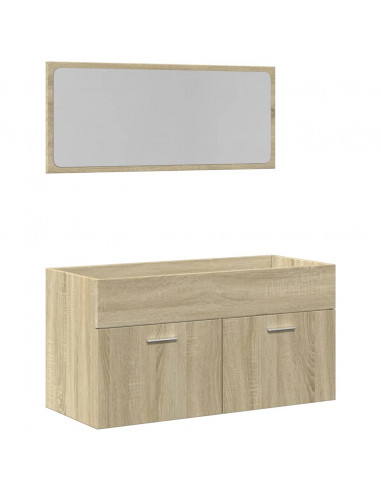Set Mobili da Bagno 2 pz Rovere Sonoma in Legno Multistrato