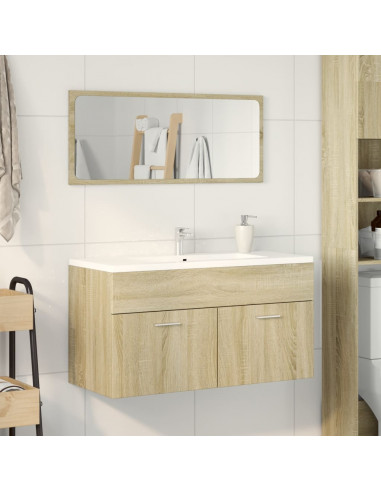Set Mobili da Bagno 2 pz Rovere Sonoma in Legno Multistrato