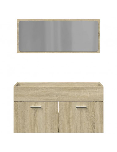 Set Mobili da Bagno 2 pz Rovere Sonoma in Legno Multistrato
