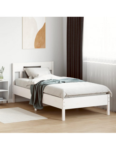 Giroletto con Testiera Bianco 75x190 cm Legno Massello di Pino