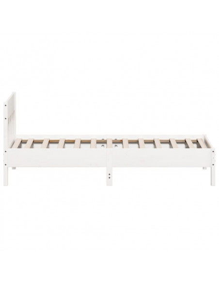 Giroletto con Testiera Bianco 75x190 cm Legno Massello di Pino