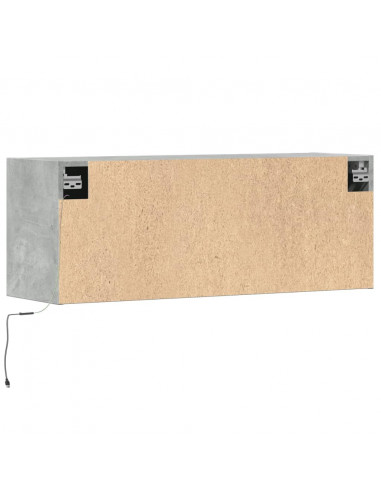 Mobile TV a Parete con Luci LED Grigio Cemento 100x31x35 cm