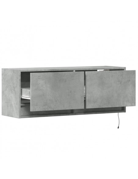 Mobile TV a Parete con Luci LED Grigio Cemento 100x31x35 cm